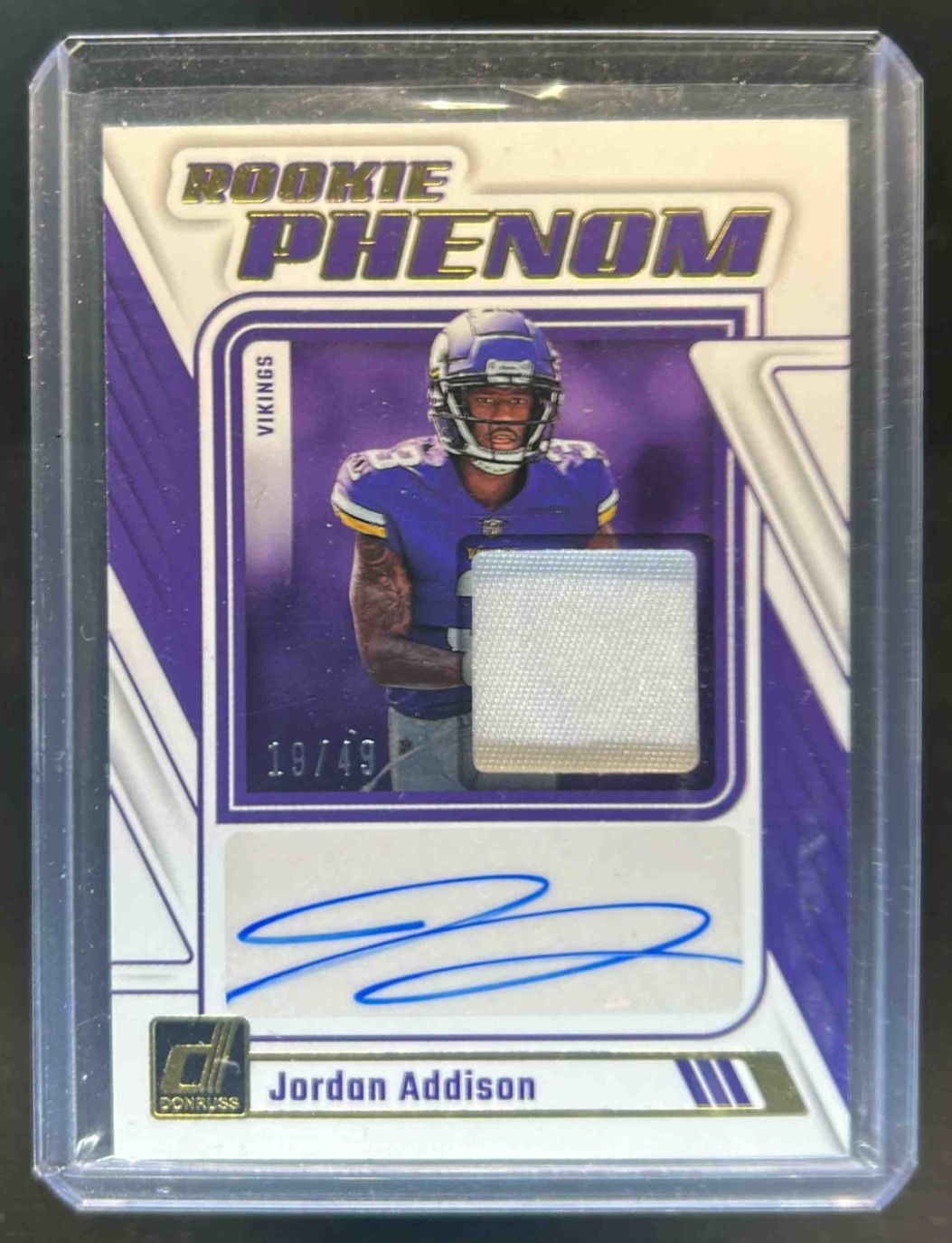 Jordan Addison Panini Donruss Rookie Phenom Jersey Autographs #RPJAJADD Prime