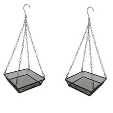 2 Pack Hanging Bird Feeder Tray Platform Metal Mesh Seed Tray for Bird Feeding