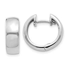 14k White Gold Round Hinged Hoop Earrings 5.61gm L-12 mm, W-5.5 mm for Mom