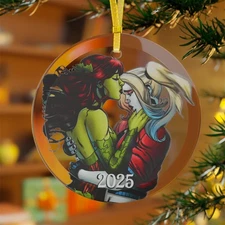 Bestseller Harley Quinn and Poison Ivy Tearful Kiss Glass Ornaments