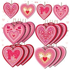 12 Pcs Valentines Wooden Heart Ornaments Rustic Valentines Day Tree