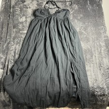 SHEIN Dress Womens Black Long Slit maxi dress Tie Straps tie Back size XL