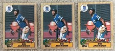 3 Cards: 1987 Topps Bo Jackson Future Stars #170 Kansas City Royals.NRMT or +