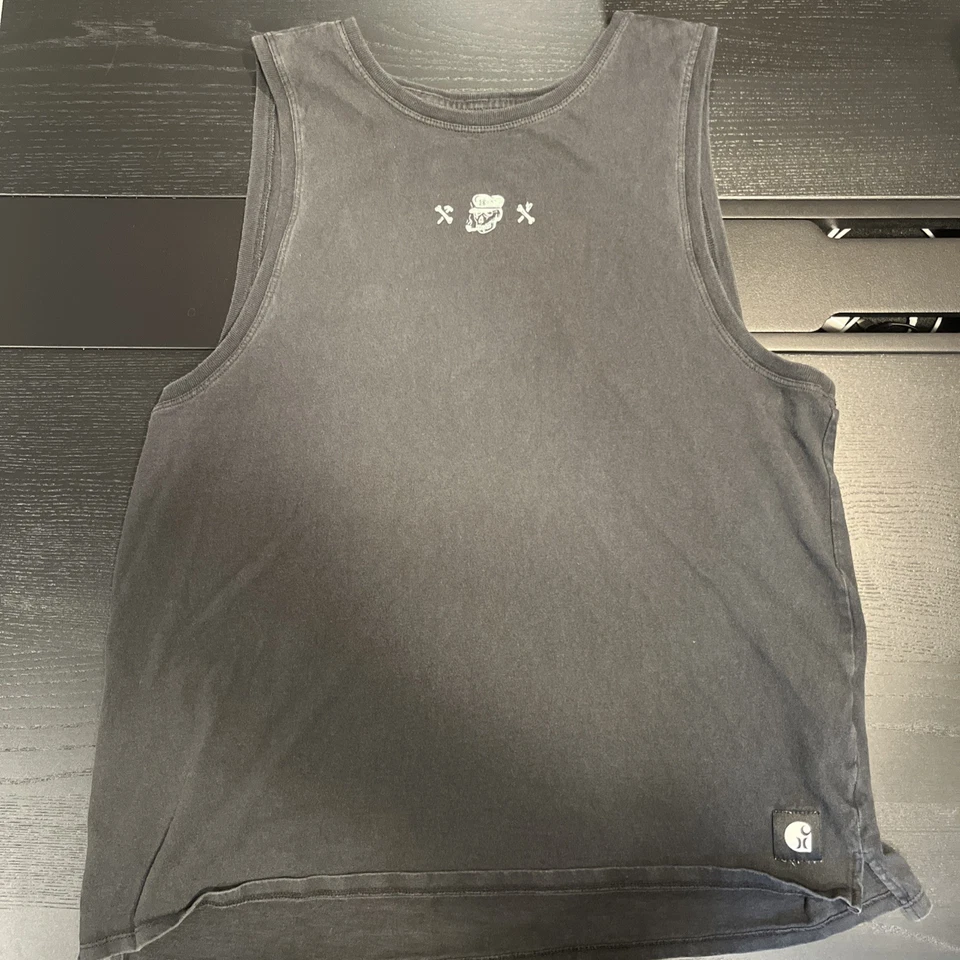 Camiseta sin mangas Hurley X Carhartt verde azulado calavera gráfica camisa muscular talla XL Foto 2 de 4
