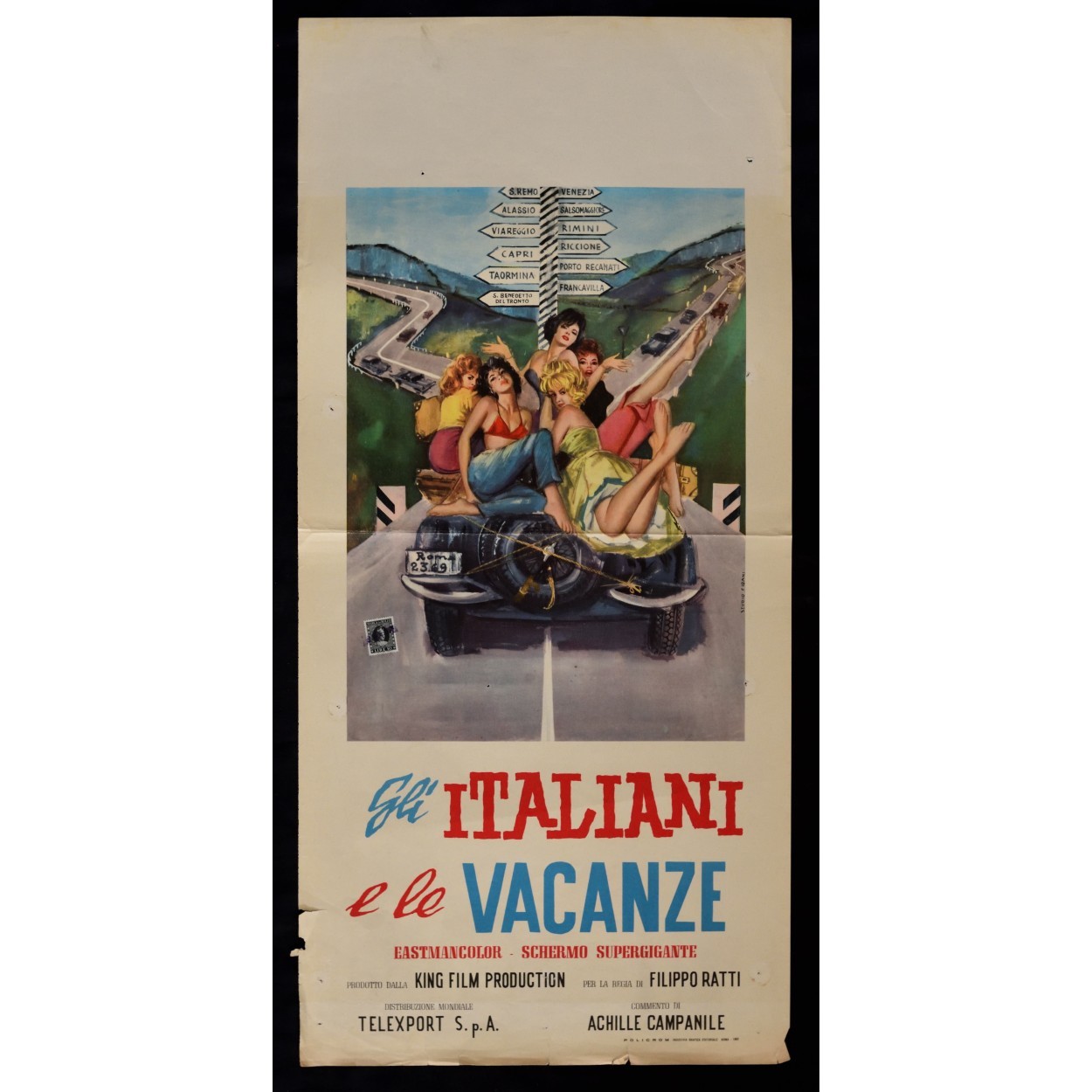 Locandina originale film Gli italiani e le vacanze (1963) - Regia di Filippo Walter Ratti