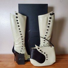 Giuseppe Zanotti Vicini Cuero Botas Victorianas A Juego Cartera Bolso de Mano 36 Mod