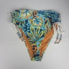 Aerie Women's Medium Bikini Bottom Tropical Leaves Bead Swimsuit High Waist New