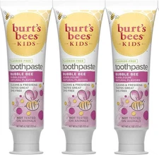 Lot of 3  Burt's Bees for Kids Fluoride-Free Toothpaste Bubble Bee Flavor 4.7 oz