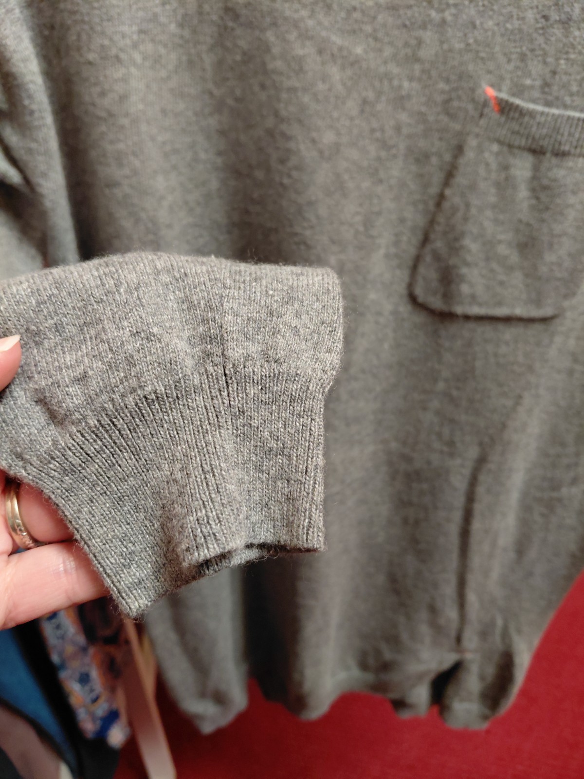 WALLACE Knit Pullover Sweater Gray Button Shoulde… - image 5