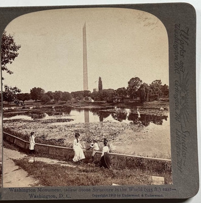 Washington Monument, Tallest Stone Structure in World (555 ft) W.D.C Stereoview