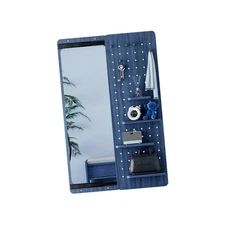 Multifunctional Full Length Mirror with Shelving Rubber Wood Frame Wall Mounted