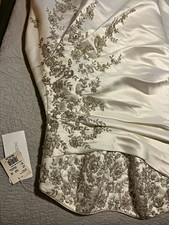 David's Bridal 20W Ivory Strapless Ball Gown Corset Back Beaded Embroidery