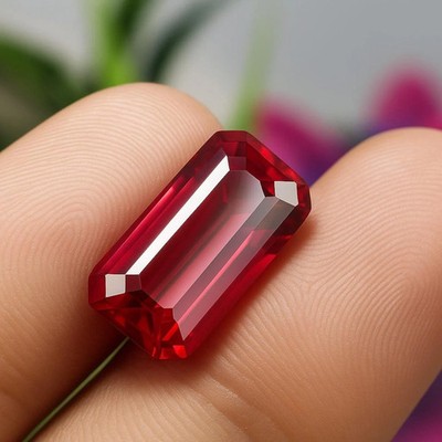 Natural Ceylon Burmese Red Ruby Emerald Cut 10.30 Ct Certified Loose Gemstone