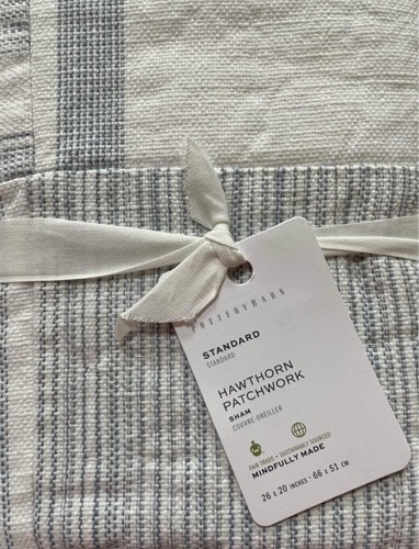 Pottery Barn Hawthorn Patchwork STANDARD Sham Chambray Blue NWT - Picture 2 of 4