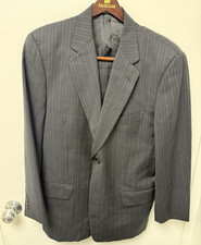 Calvin Klein Gray Pinstripe Wool 2-Piece Suit 40 Short W34xI29 Pleated