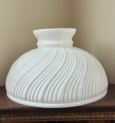 Antique Decorative Glass Oil Lamp Shade 10 Old Vintage Parlor Lantern Milk White