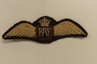 CLOTH MILITARY BADGE WW2 RAF ROYAL AIR FORCE PILOTS WINGS  11CM BY 3.5CM (2377)