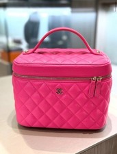 Chanel Large Vanity Top Handle Pink Caviar Gold Hardware w/ Detachable Mirror