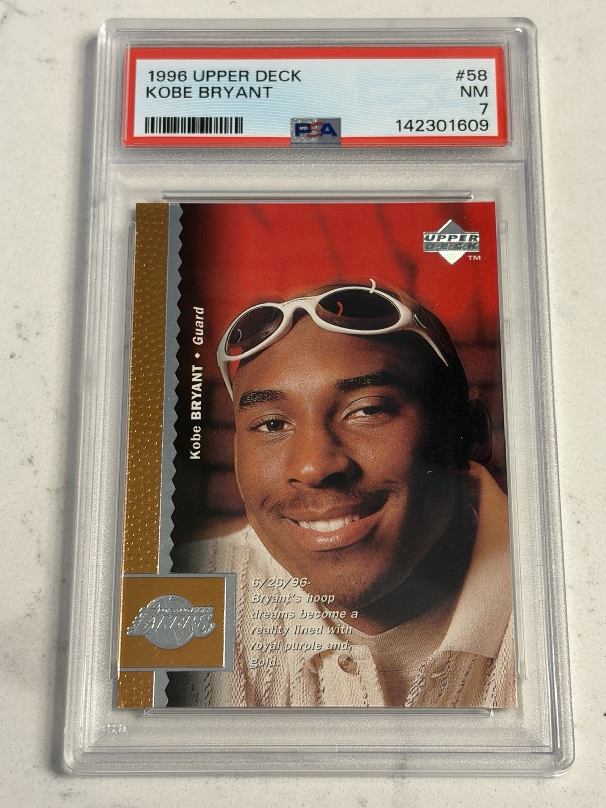 1996-97 Upper Deck Kobe Bryant #58 RC HOF PSA 7 NM LA Lakers