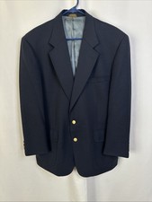 VTG Stafford Mens Sports Coat Blazer Gold Button Navy 42R