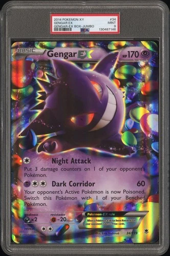 2014 POKEMON XY PHANTOM FORCES GENGAR-EX BOX-TAG #34 GENGAR EX PSA 9