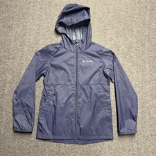 Columbia Switchback Rain Jacket Youth Medium 10-12 Navy Hooded Light Waterproof