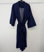 Vintage Christian Dior Monsieur Navy Cotton Kimono Lounge Robe One Size