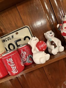 Coca Cola Polar Bear Figurines / Salt And Pepper Shakers
