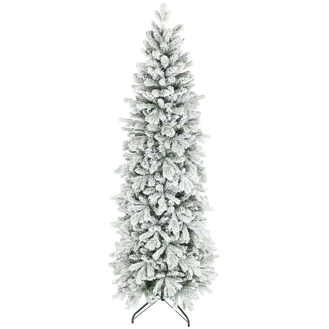 Rackhams Green/White 7Ft Pencil Christmas Tree With Snow, Realistic Tips, Easy Assembly - Christmas Tree - 1 - 84L X 84W X 210H Cm - Image 5