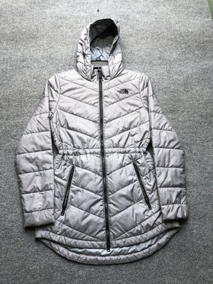 The North Face Jacket Womens Small Gray Hooded Insulated Puffer Zip Pockets