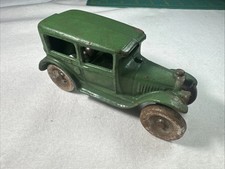 Vintage Arcade Cast Iron Sedan 1930  s Good Shape Green Freeport