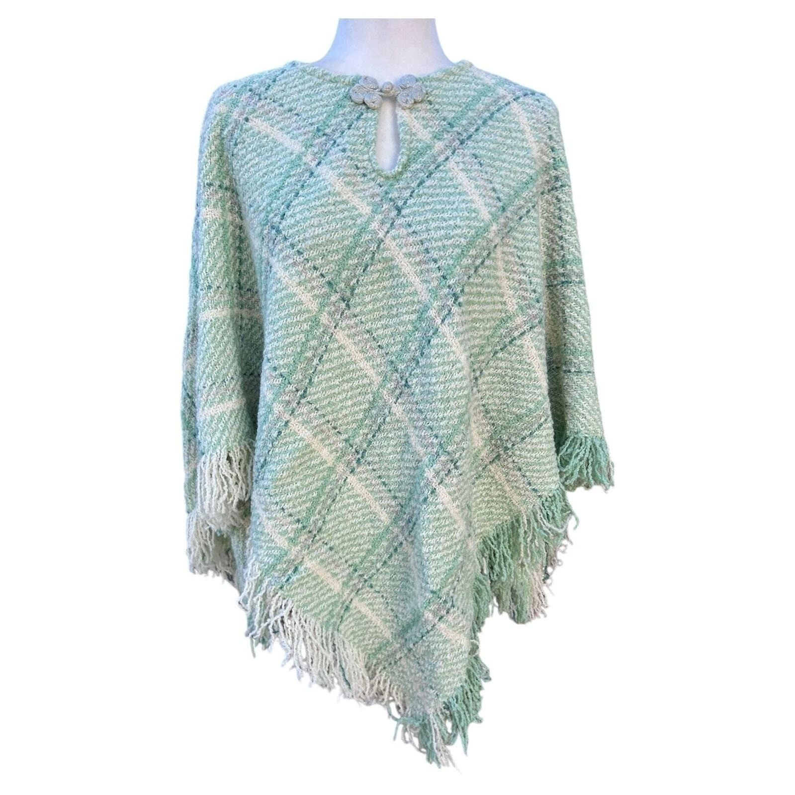 Boyne Valley Weavers Fair Isle Poncho O/S BohPlaid Wool Alpaca Heritage Irish