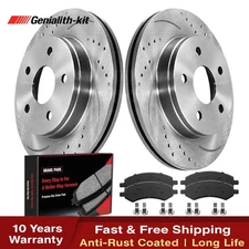 Front Drilled Rotors Brake Pads for 2006 2007 2008 2009 2010-2018 Dodge Ram 1500
