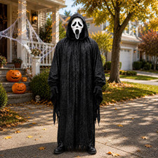 Ghostface Costume Adult Halloween Scream Robe Mask Gloves Horror Cosplay Outfit
