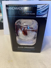 ZORZA Hand Made Glass Mouth Blown and Decorated 4" Glass Ornament From Poland 