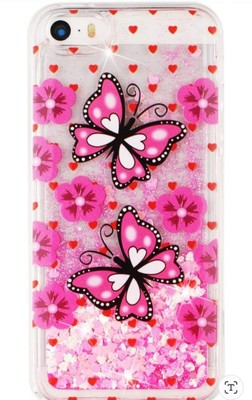 Pink Butterfly Glitter Liquid Iphone 5g Case