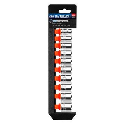 PGROUP 3/8 Inch Drive Socket Set - 10 Piece Metric 12-Point Shallow One Size