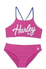 Hurley Girl's Size 7 Small- Two Pc Bikini Swimsuit Active Logo Top Quick Dry