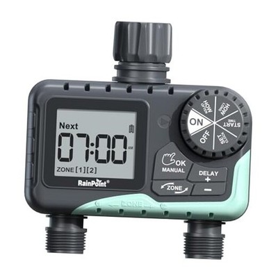 Water Timer for Garden Hose - 2 Zone Sprinkler Timer with Rain Delay/Manual