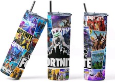 LK22Designs Fortnite Comic Book Inspired Multiple World Tumbler Water Bottle