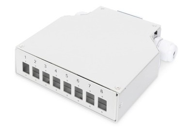 DIGITUS LWL splice box - top-hat rail mounting - 8 port - for LC duplex coupling