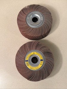 2 SCHLEIFMOP 6 1/2” X 2” ABRASIVE 120 GRIT FLAP SANDING WHEELS 1” ARBOR SHAFT