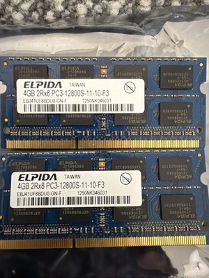 Elpida PC3-12800S-11-10-F3 8GB (2x4GB) SODIMM RAM DDR3 1600MHz EBJ41UF8BDU0-GN-F