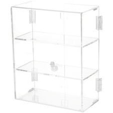 Plymor Acrylic Rectangular Locking Case, 2 Shelves, 12.75" H x 10.25" W x 5" D