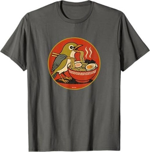 Retro Ramen Vogel T-Shirt Retro lustige Grafik Tee *NEU 10* Farben von Bird.Fan - Bild 5 von 12