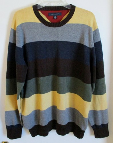 Maglione vintage Tommy Hilfiger color block in cotone a righe taglia large  - Foto 1 di 7