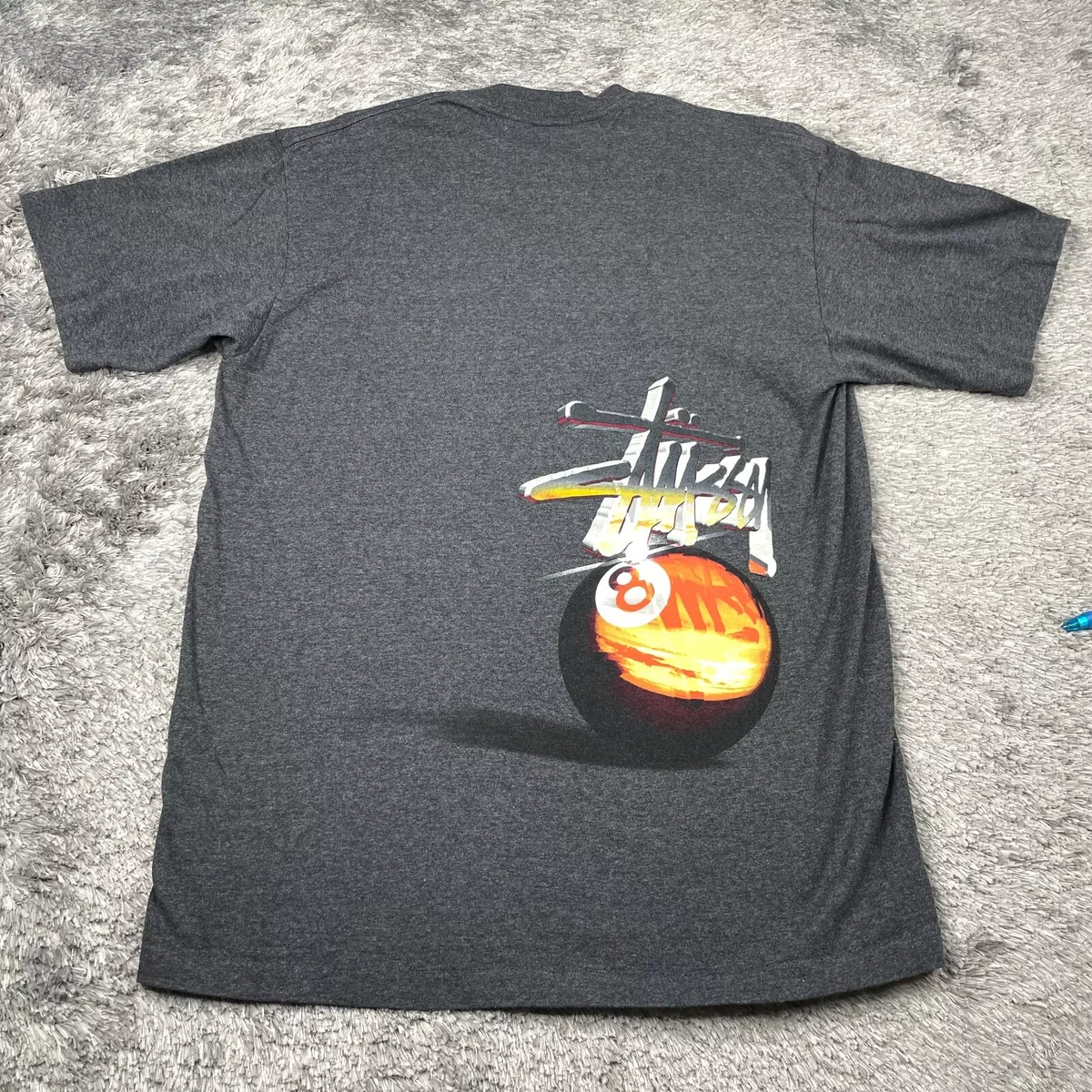 Stussy T-Shirt Mens Medium Gray Vintage Single Stitch USA Made 80s 90s 8  Ball