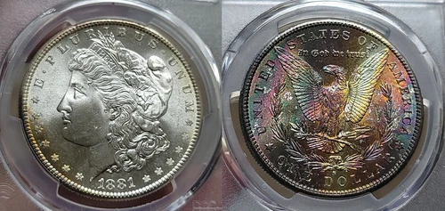 1881 S Morgan Silver Dollar $1 PCGS MS 65 Beautiful Toning