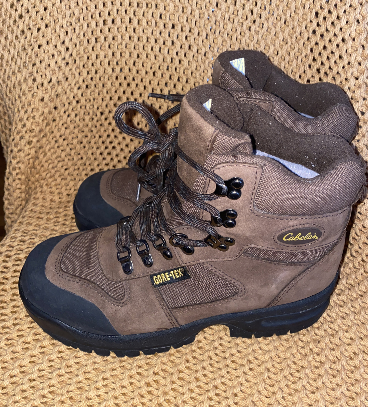 Cabelas Mens Brown Leather GORE TEX Hiking Hunting Boots Shoes Sz 5