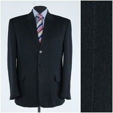 Mens Black Striped Sport Coat 44R US Size ROMEL Blazer Jacket